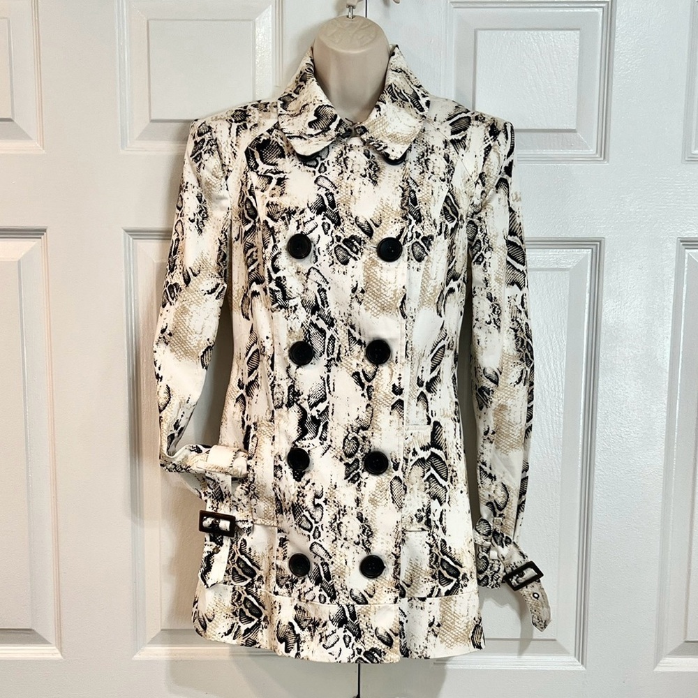 Like New-Bebe-Python Print Double Breasted Knee L… - image 2